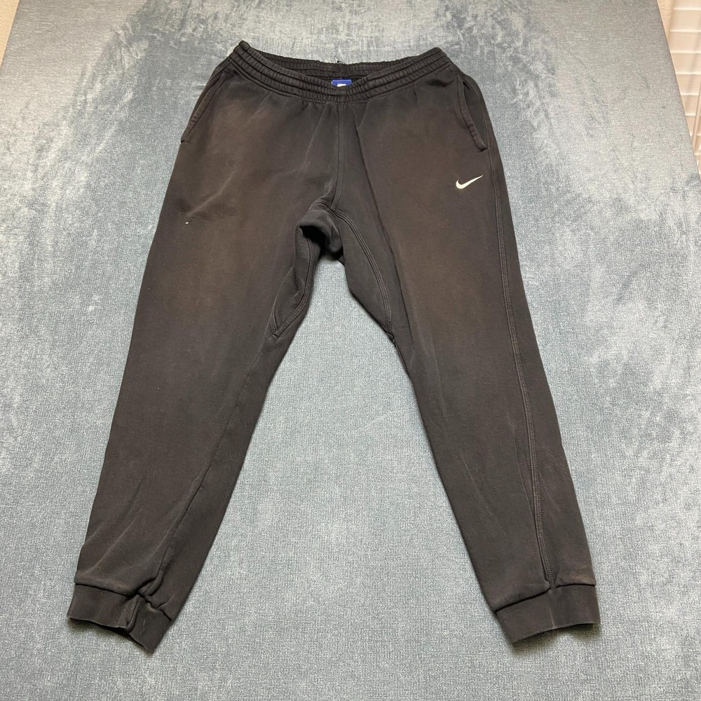 Nike Sweatpants Mens XL Black Fleece Lined Swoosh Logo Tapered Leg Sportswear